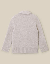 Shawl Neck Knit Cardigan, Camel (OATMEAL), large