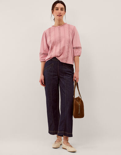Lorna &frac34; Sleeve Lace Top, Pink (PINK), large