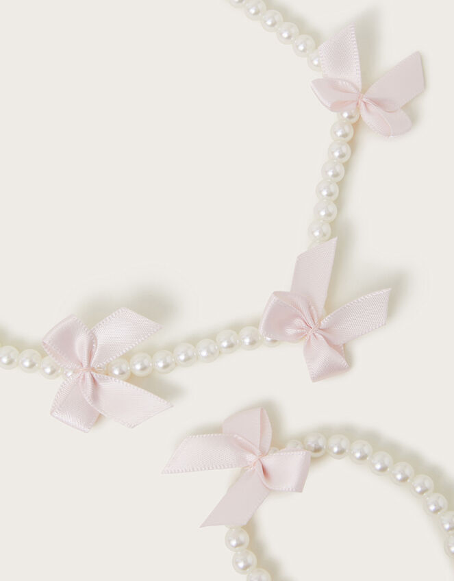Carly Pearl Bow Necklace and Bracelet Set, , large