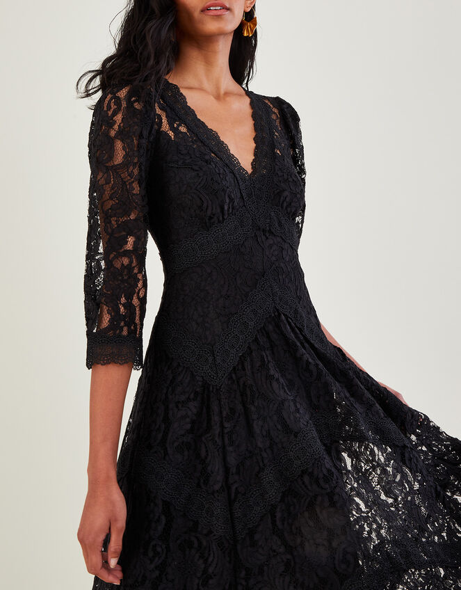 Ellen Lace Hanky Hem Dress, Black (BLACK), large