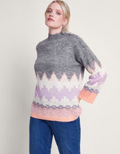 Ami Aztec-Inspired Jumper, Grey (GREY), large