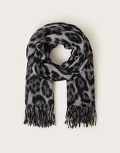 Lottie Leopard Print Scarf, Grey (GREY), large