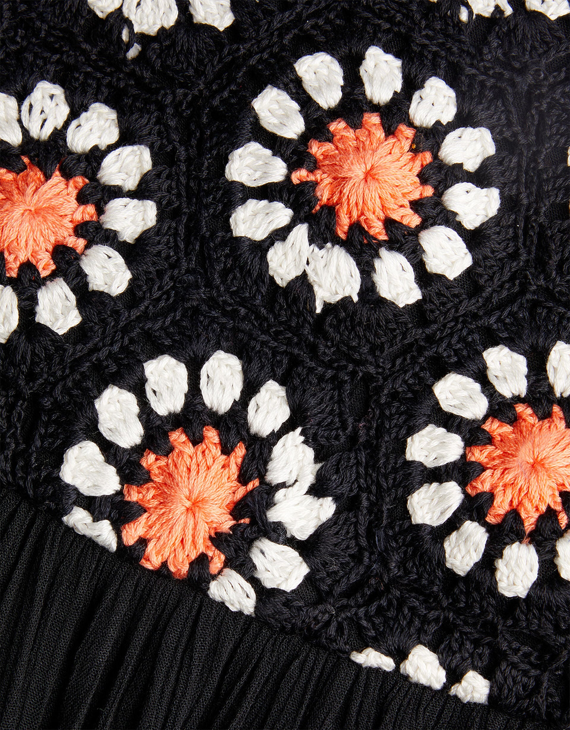 Fine Knitted Crochet Dress Black
