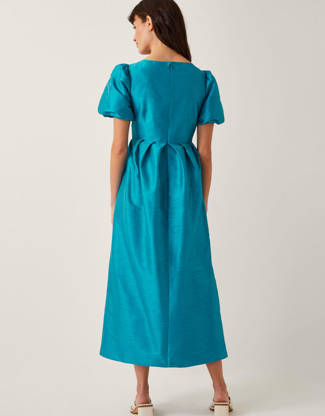 Sandra Puff Sleeve Midi Dress, Teal (TEAL), large