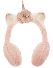 Glitter Fluffy Unicorn Earmuffs, , large