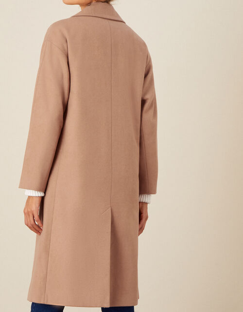 Lilian Longline Coat in Wool Blend Camel Women's Coats Monsoon UK.