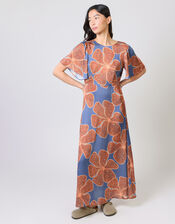 Traffic People Rene Flutter Floral Print Midi Dress, Blue (BLUE), large