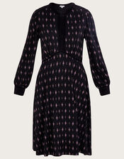 Geometric Print Dress, Black (BLACK), large