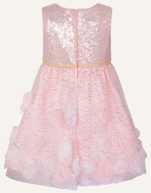 Baby 3D Flower Sequin Dress, Pink (PINK), large