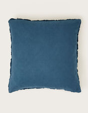 Quilted Velvet Cushion, Blue (NAVY), large