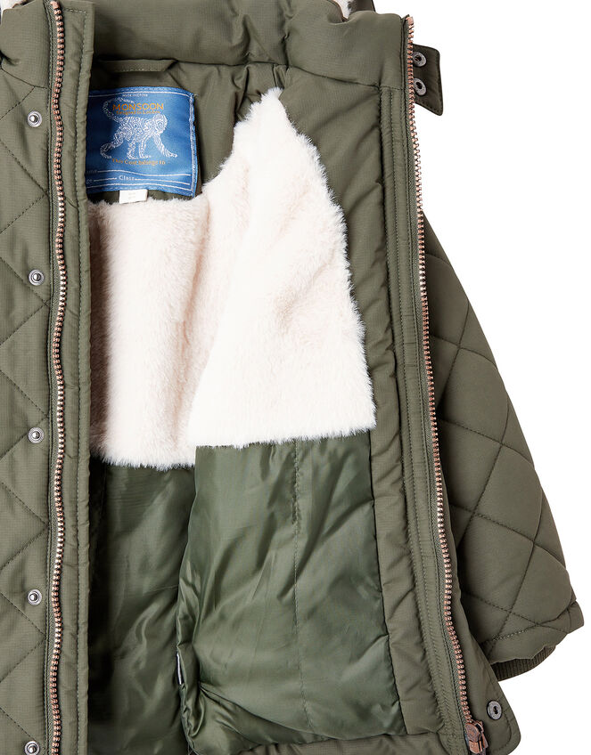 Quilted Coat with Hood, Green (KHAKI), large