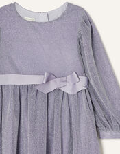 Erin Sparkle Long Sleeve Dress, Silver (SILVER), large