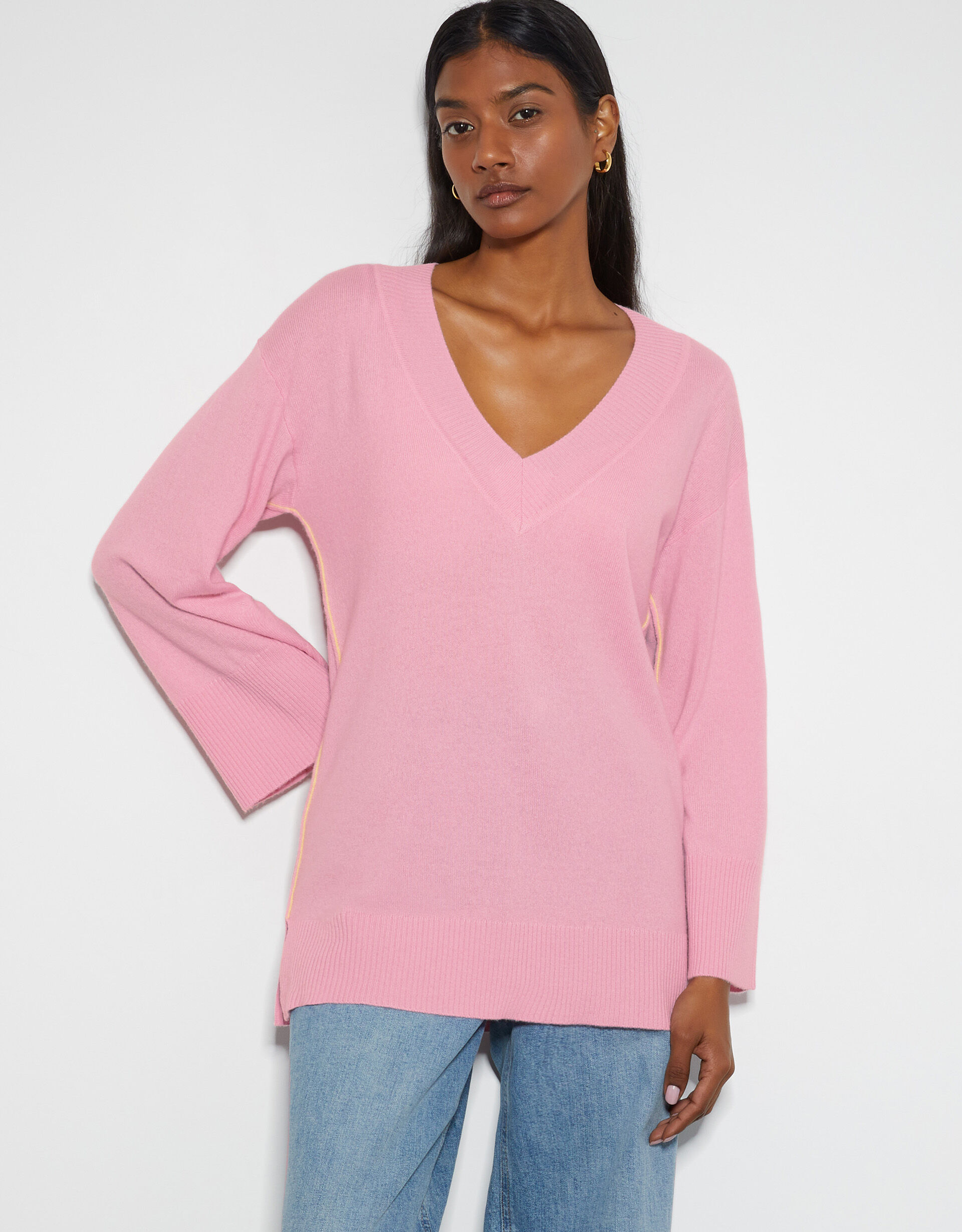 Cree V Neck Cashmere Jumper Pink Jumpers Monsoon UK