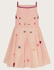 Strappy Applique Heart Dress, Pink (PINK), large