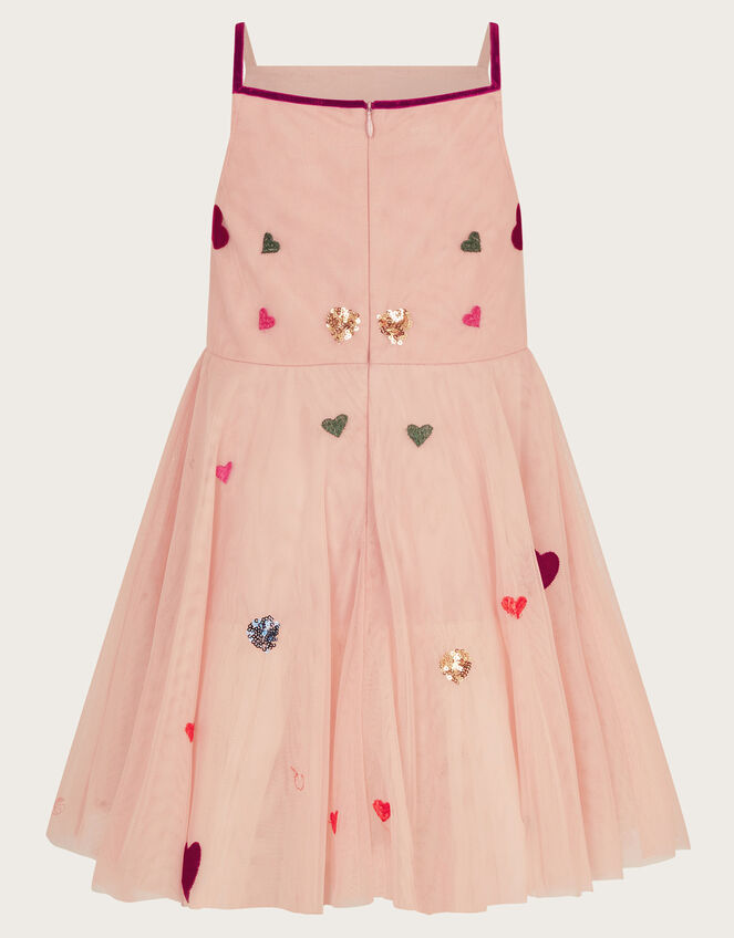 Strappy Applique Heart Dress, Pink (PINK), large