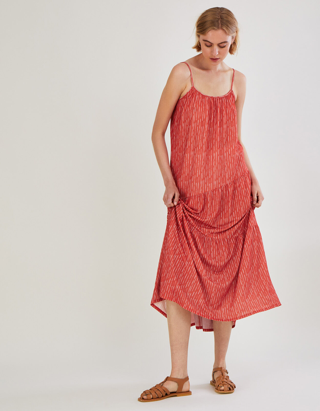 Stripe Maxi Jersey Dress Orange