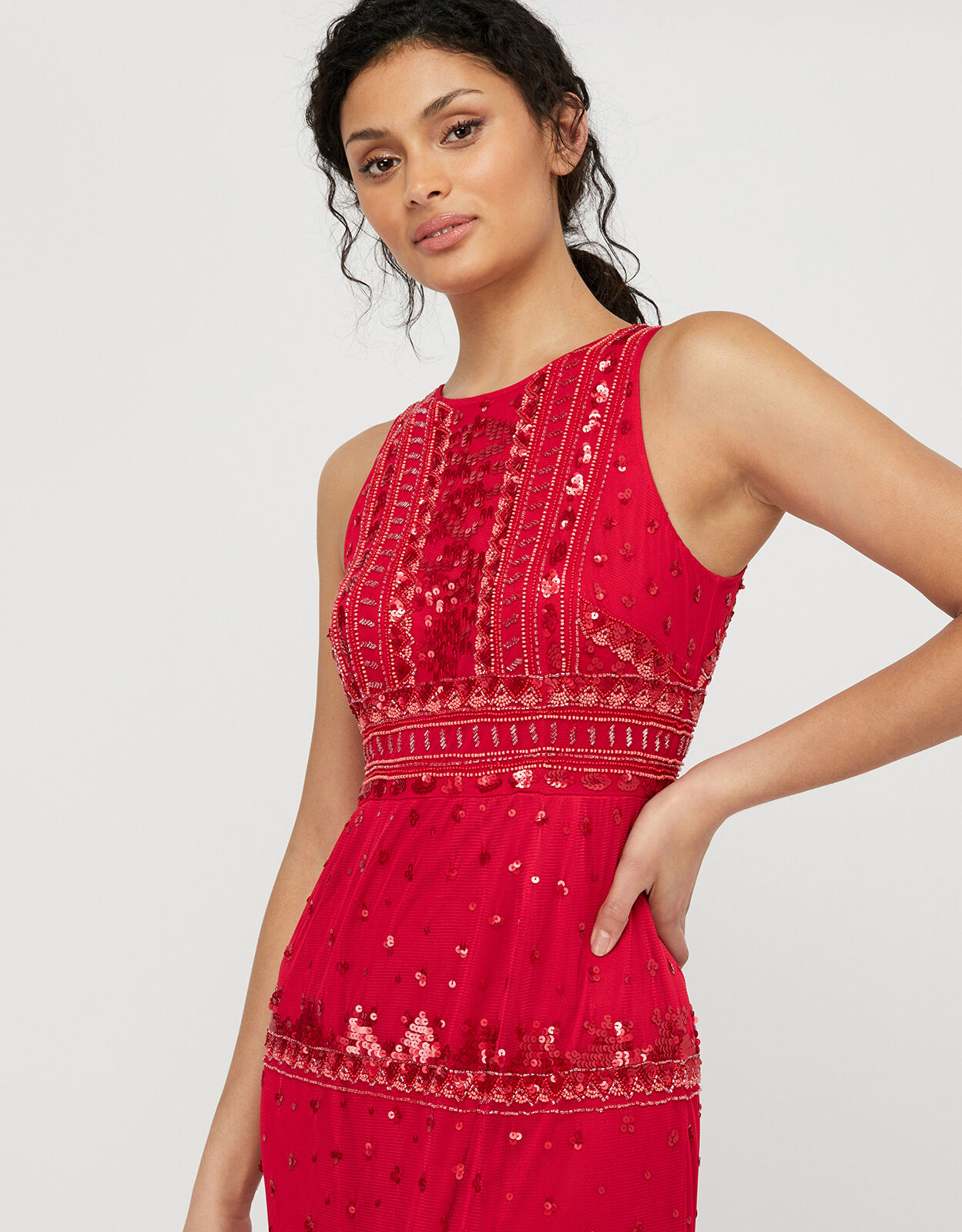 Sai Sustainable Embellished Maxi Dress Red