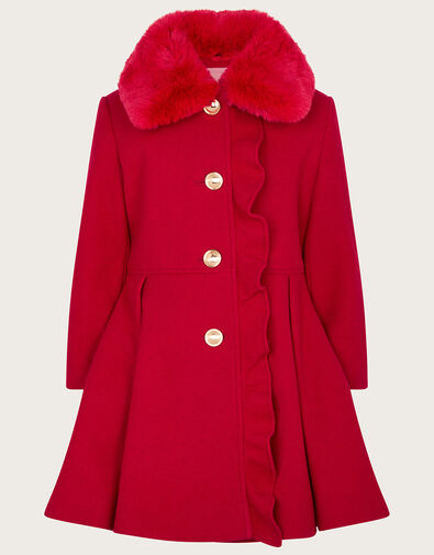 Ruffle Smart Coat, Red (RED), large