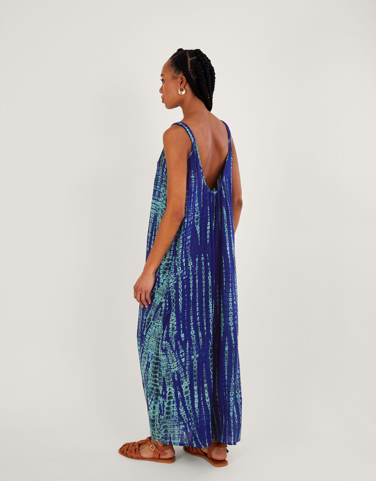Tie Dye Wide Leg Jumpsuit in LENZING ECOVERO Blue