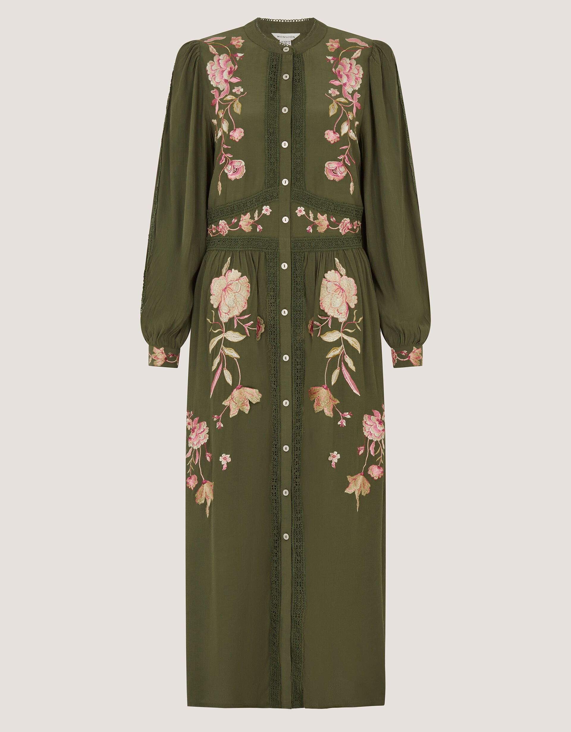 Amelie Floral Embroidered Midi Dress Green | Day Dresses | Monsoon UK.