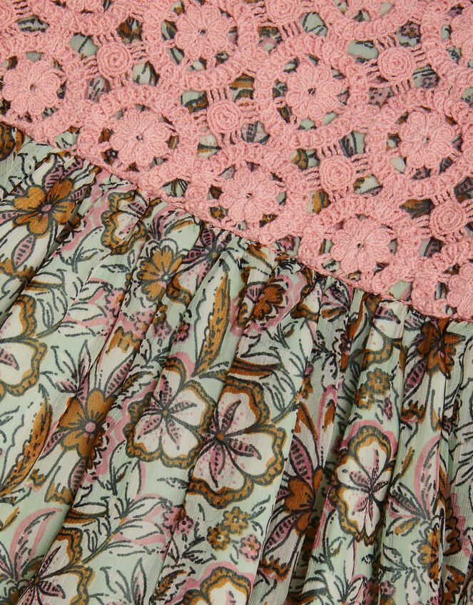 Long Sleeve Paisley Yoke Dress, Green (GREEN), large