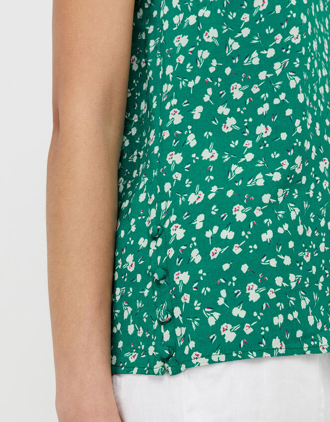 Poppy Floral Cami Top with Sustainable Viscose, Green (GREEN), large