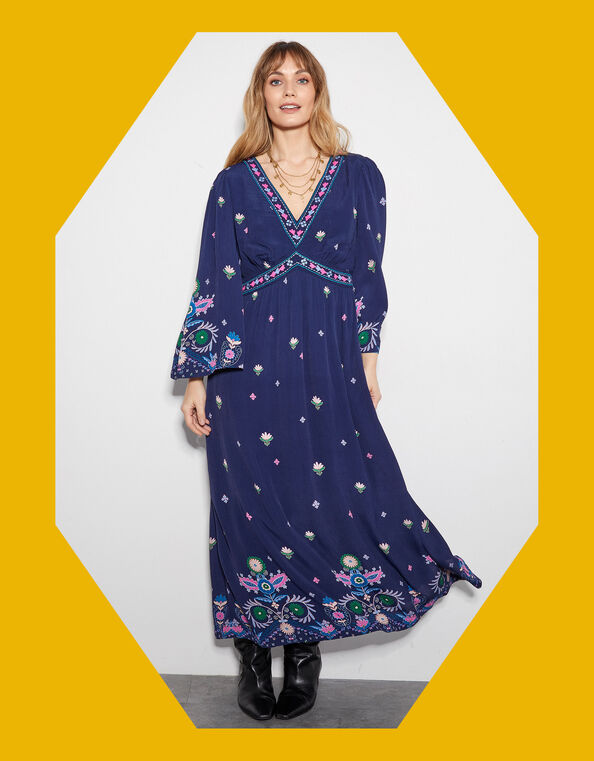 East Kerin Floral Maxi Dress, Blue (NAVY), large