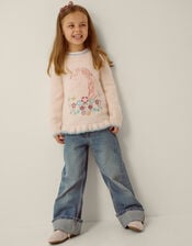 Embellished Unicorn Fluffy Knit Jumper, Ivory (IVORY), large