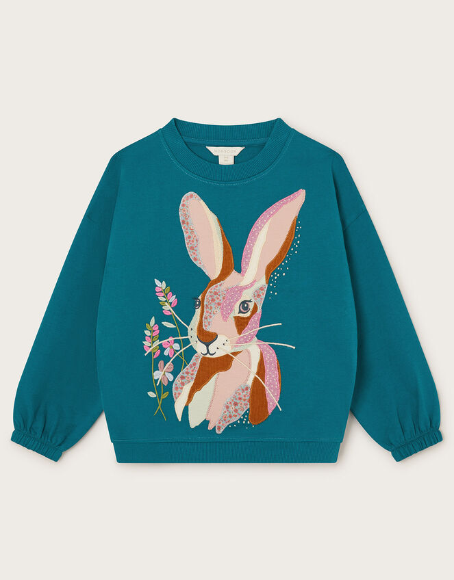 Hare Patchwork Sweatshirt WWF-UK Collaboration, Blue (BLUE), large