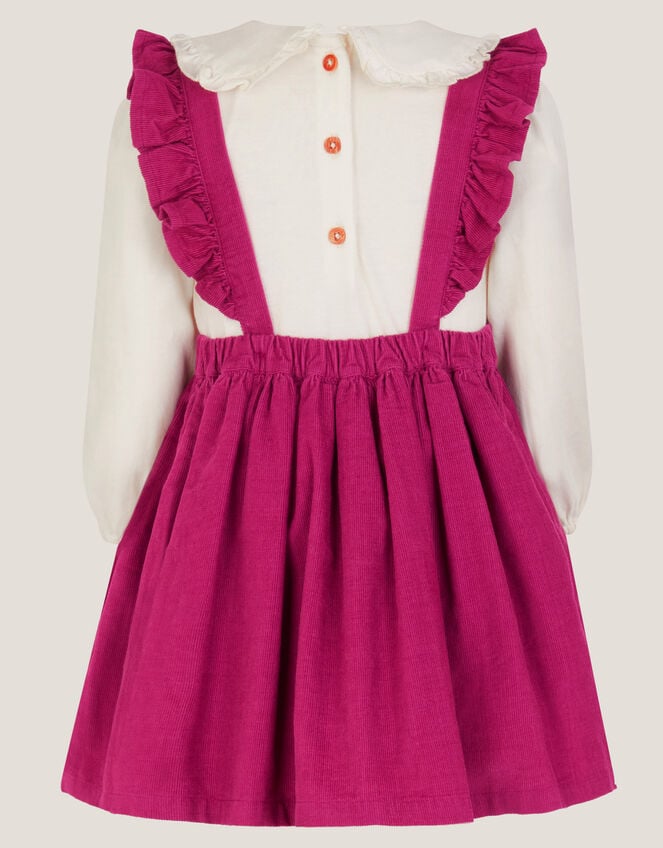 Baby Top & Corduroy Pinafore Dress Set, Red (BURGUNDY), large