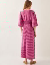 Stella Stripe Twist-Front Maxi Dress, Pink (PINK), large