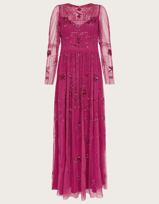 Rori Geometric Embellished Maxi Dress, Red (RED), large