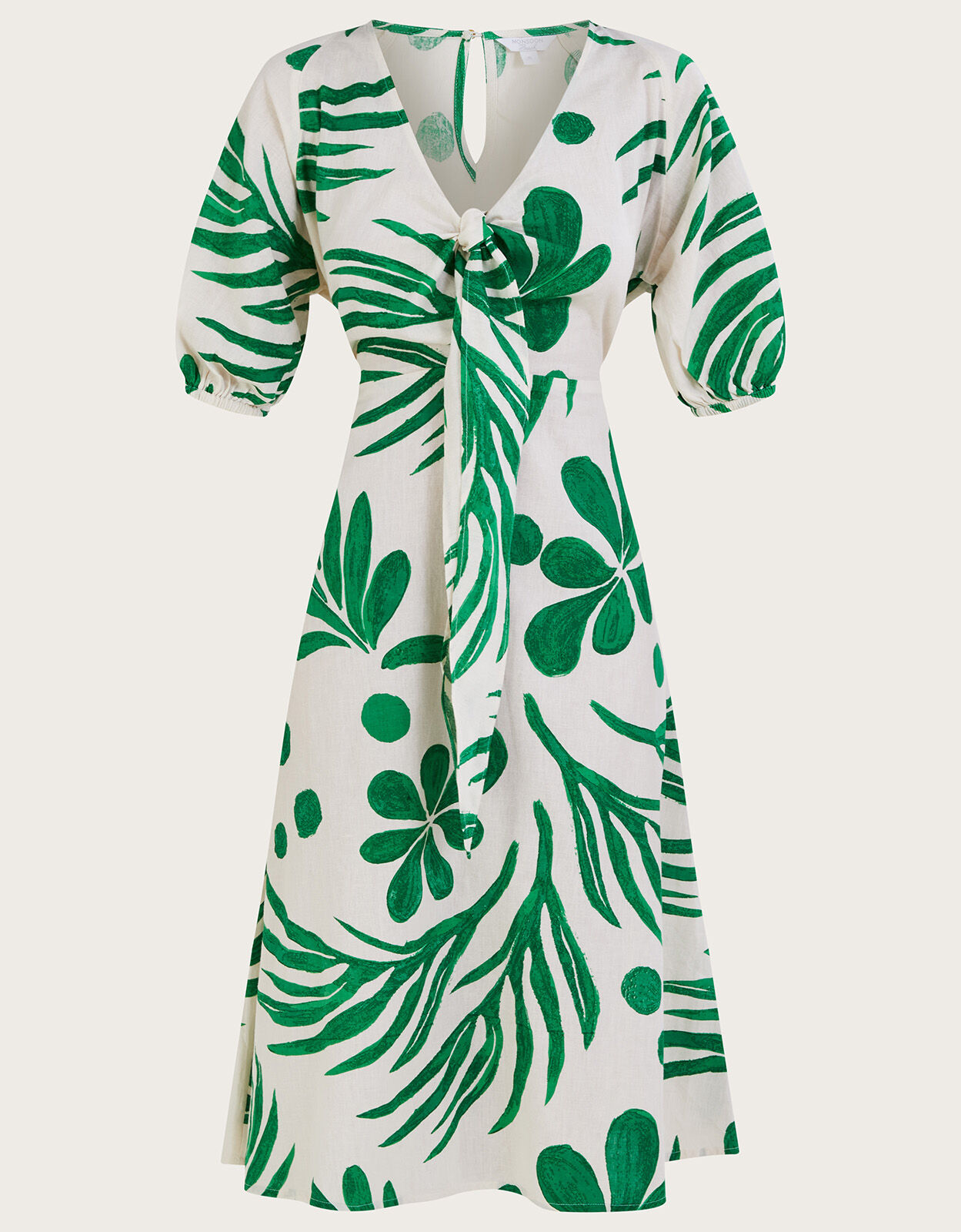 Green palm top print dress