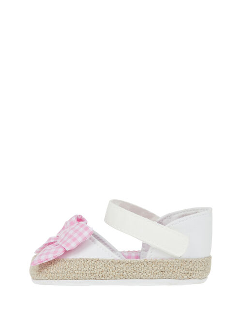 Baby Gingham Bow Espadrille Bootie Shoes, Ivory (IVORY), large