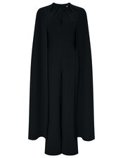 Kimora Cape Wide Leg Jumpsuit, Black (BLACK), large