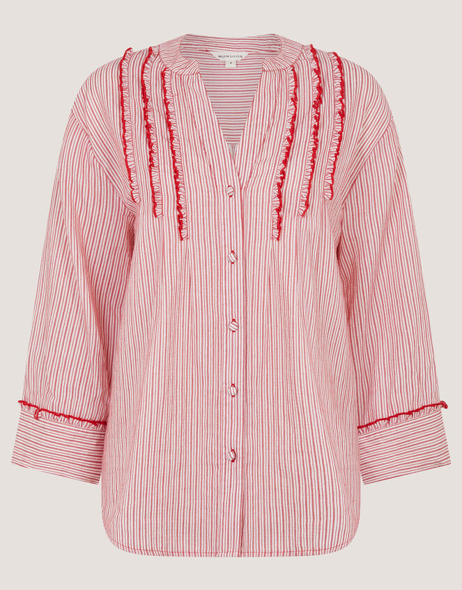 Ceres Frill Stripe Shirt Red
