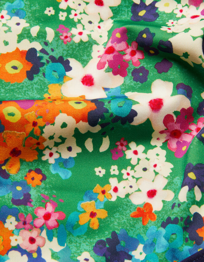 Floral Print Cut-Out Swimsuit, Green (GREEN), large