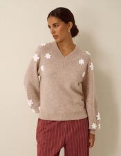 Emily Floral Embroidered Jumper , Mink (MINK), large
