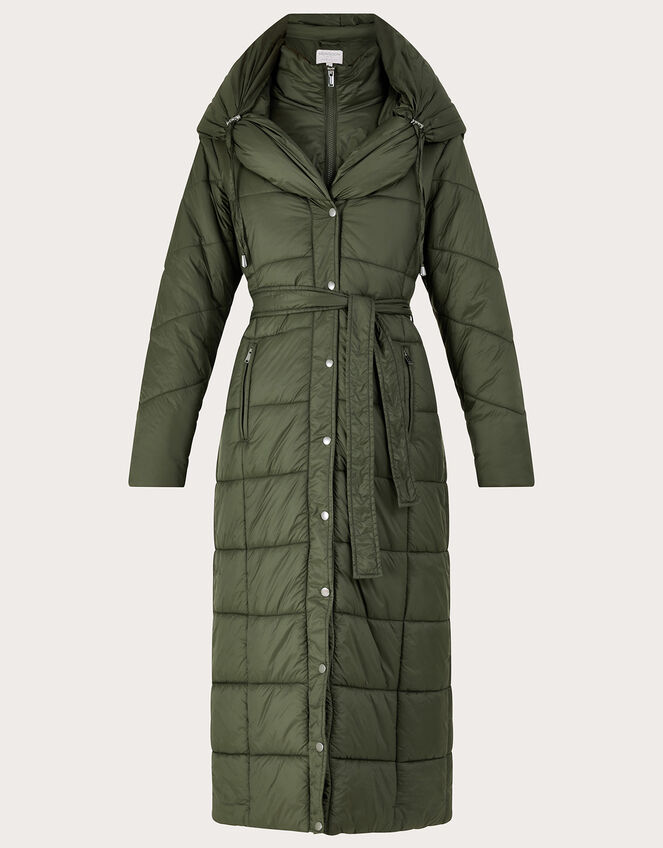 Lorena Padded Belted Maxi Coat Green Women's Coats Monsoon UK.