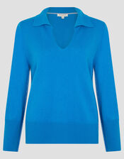 Cara Collar Cashmere Jumper, Blue (BLUE), large