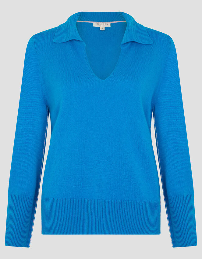 Cara Collar Cashmere Jumper, Blue (BLUE), large