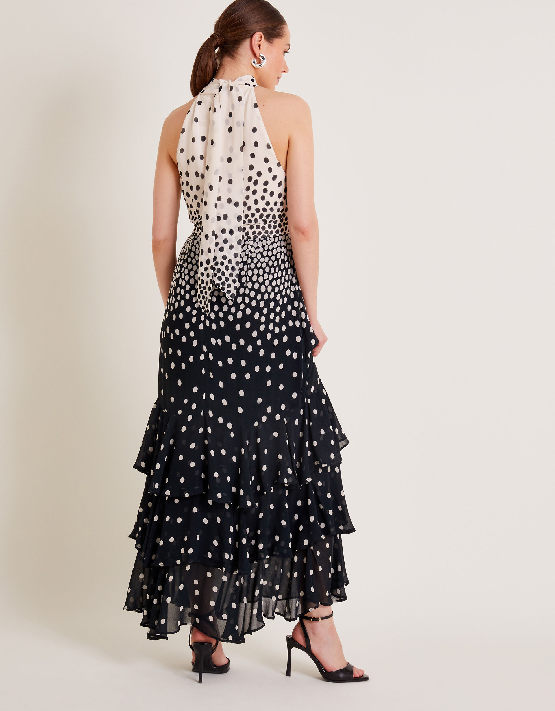 Octavia Spot Ruffle Dress Black