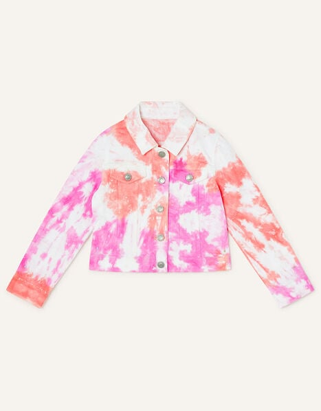 Tie Dye Denim Jacket with Sustainable Cotton Pink, Pink (PINK), large