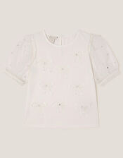 Bow Puff Sleeve T-Shirt, Ivory (IVORY), large