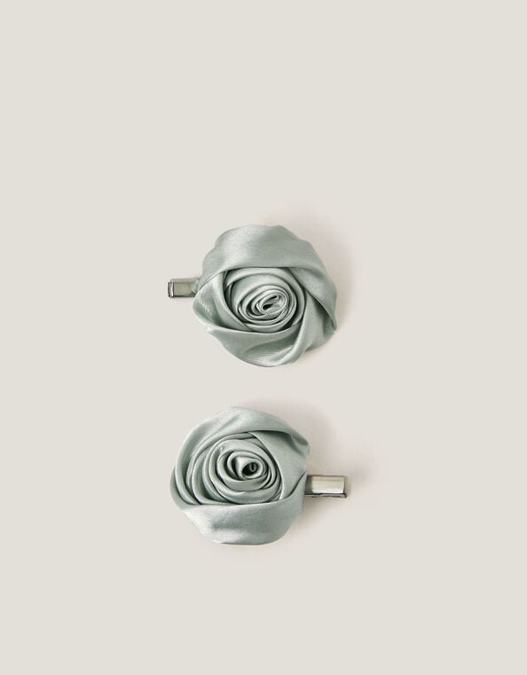 2-Pack Satin Rosette Hair Clips, , large