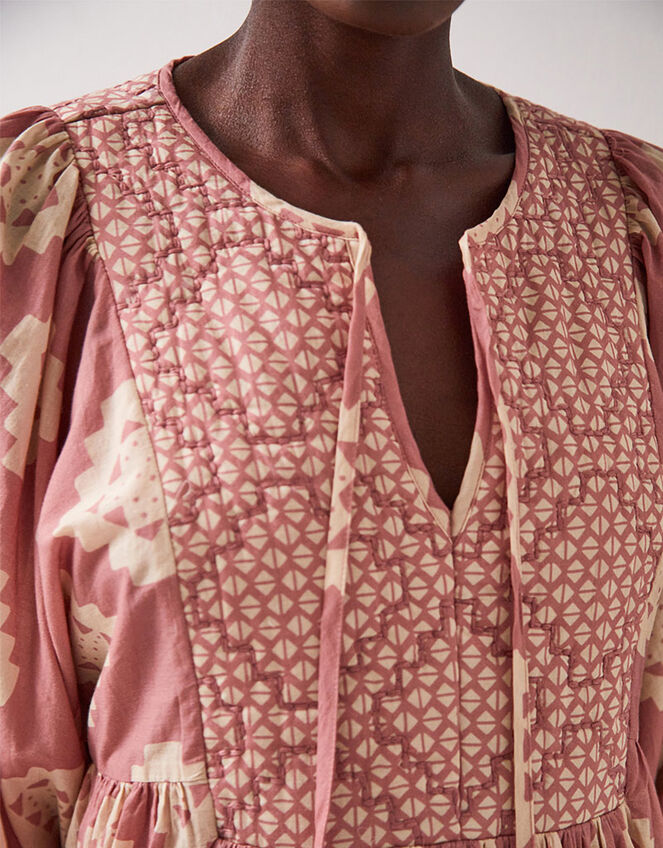 East Kaira Embroidered Print Midi Dress, Pink (BLUSH), large