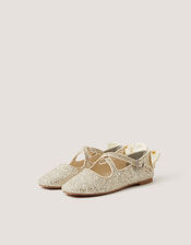 Glitter Mary Jane Ballet Flats, Ivory (IVORY), large