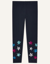 Sequin Star Leggings, Blue (NAVY), large