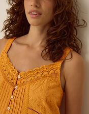 Nixie Broderie Frill Cami Top, Orange (ORANGE), large