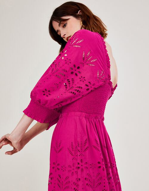 Meera Broderie Midi Dress, Pink (PINK), large